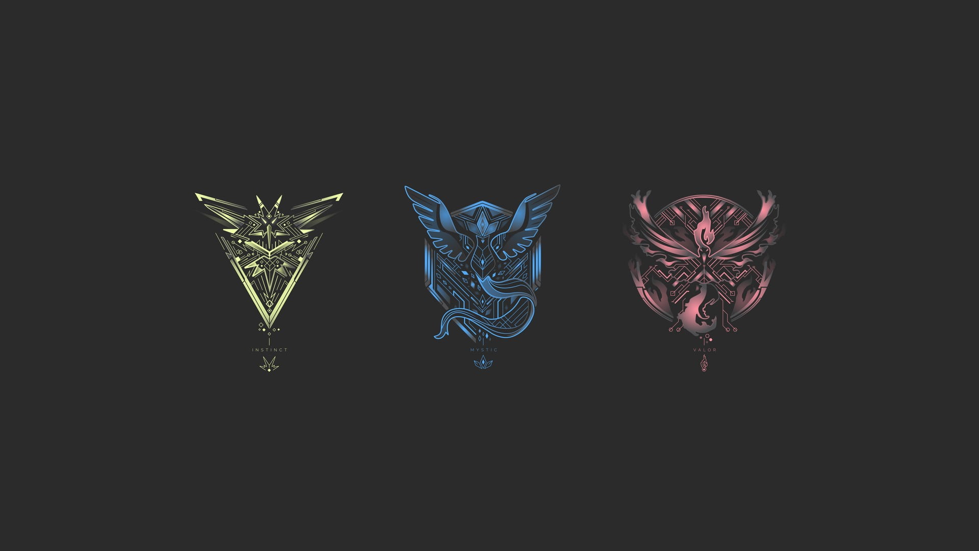 three Pokemon symbol illustration Pok mon Go Team Mystic 2k