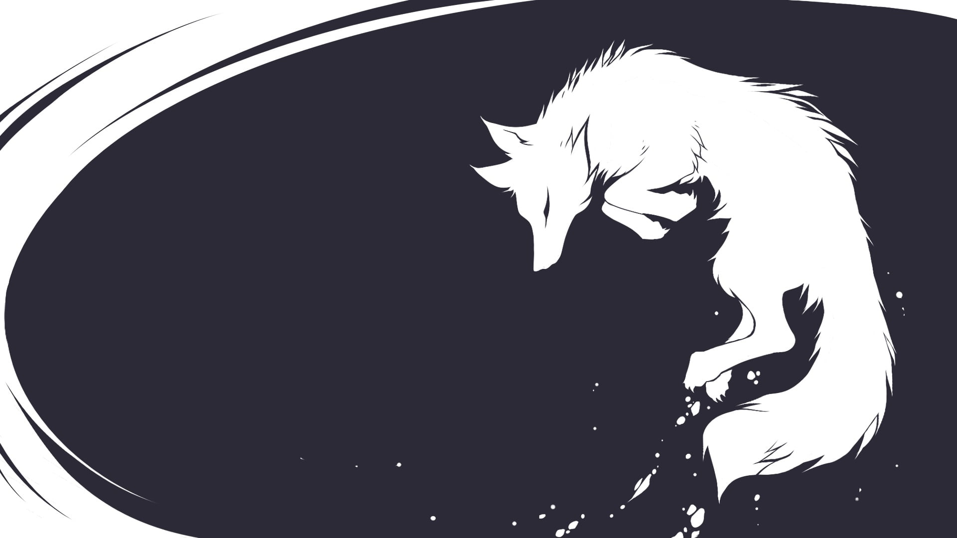 white fox wallpaper furry artwork one person silhouette nature 2k