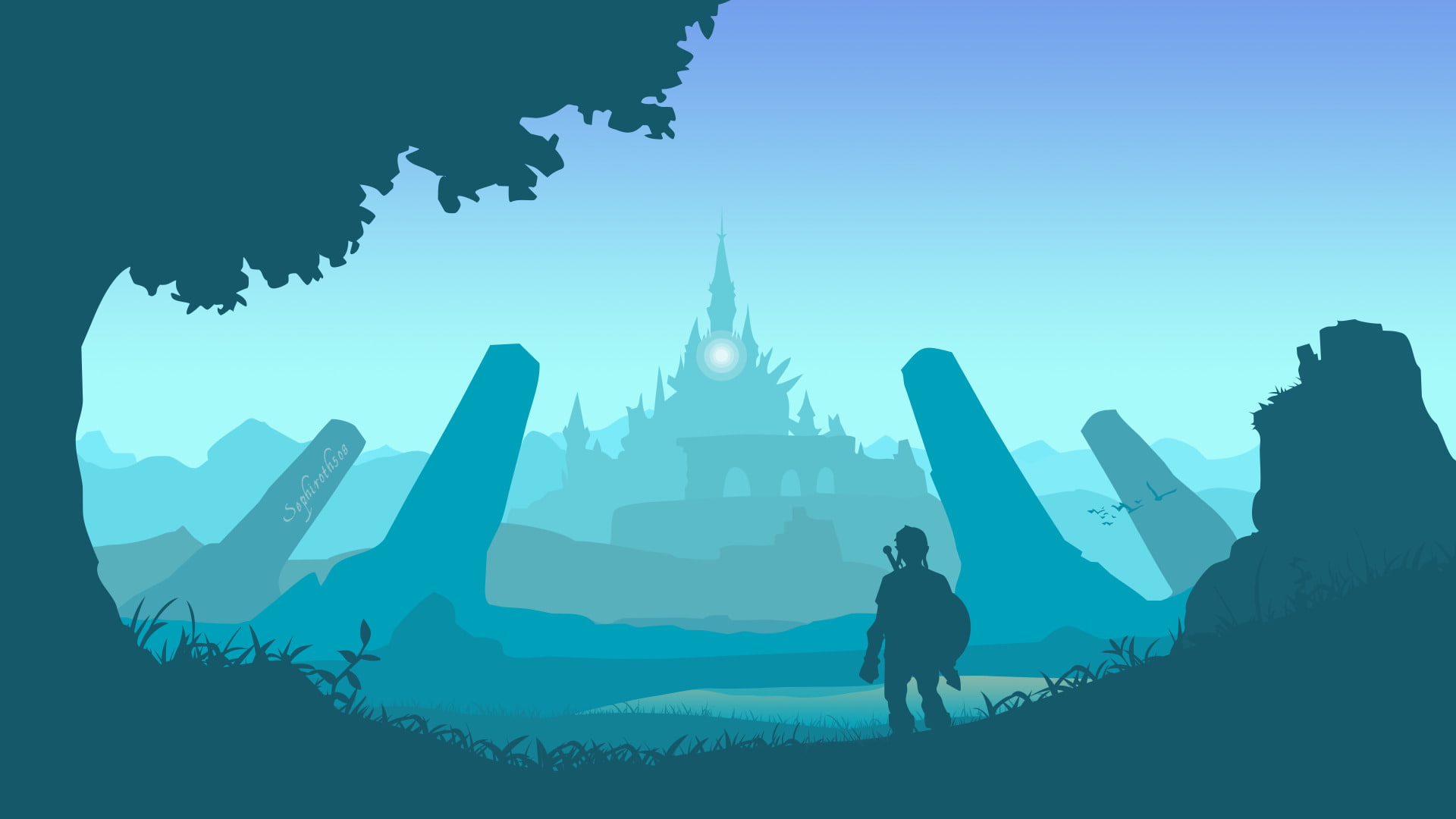 Zelda The Legend of Breath the Wild Link silhouette 2k