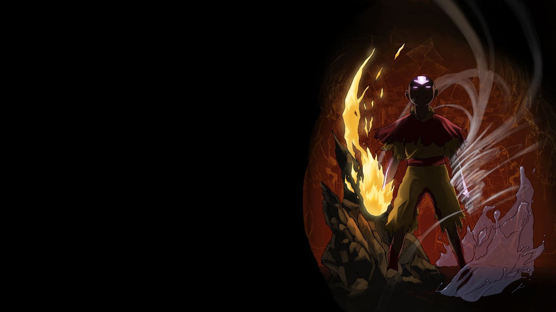 Aang clip art Avatar The Last Airbender copy space illuminated 2k