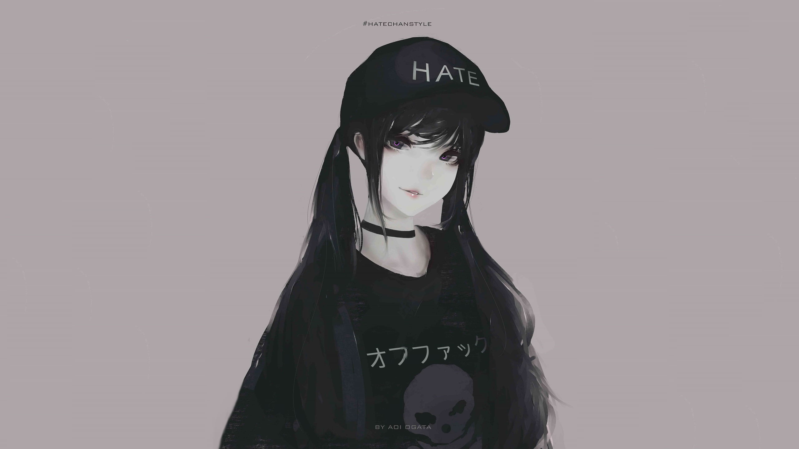 artwork of female wearing black hat Aoi Ogata digital art women 2k