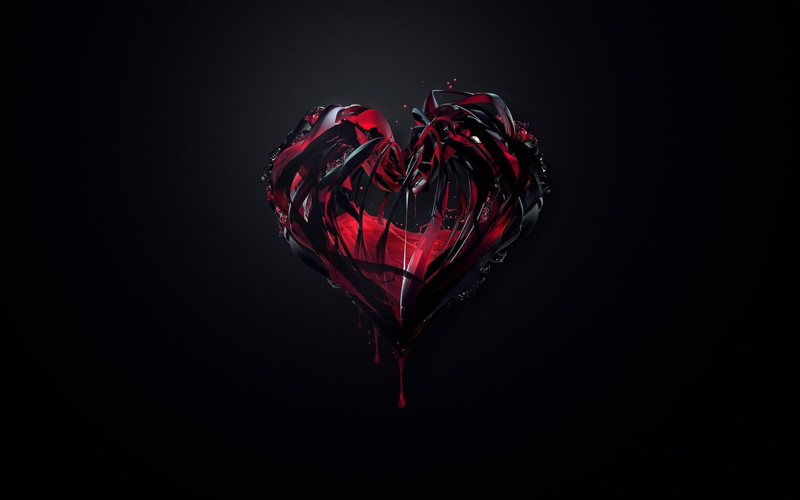 black and red heart digital wallpaper dark crystal abstract 2k