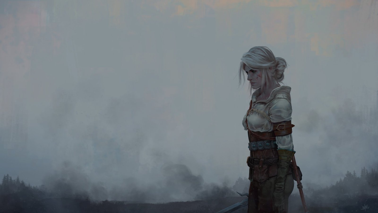 blonde cirilla fiona elen riannon artwork the witcher ciri video games 3 wild hunt fantasy girl 2k