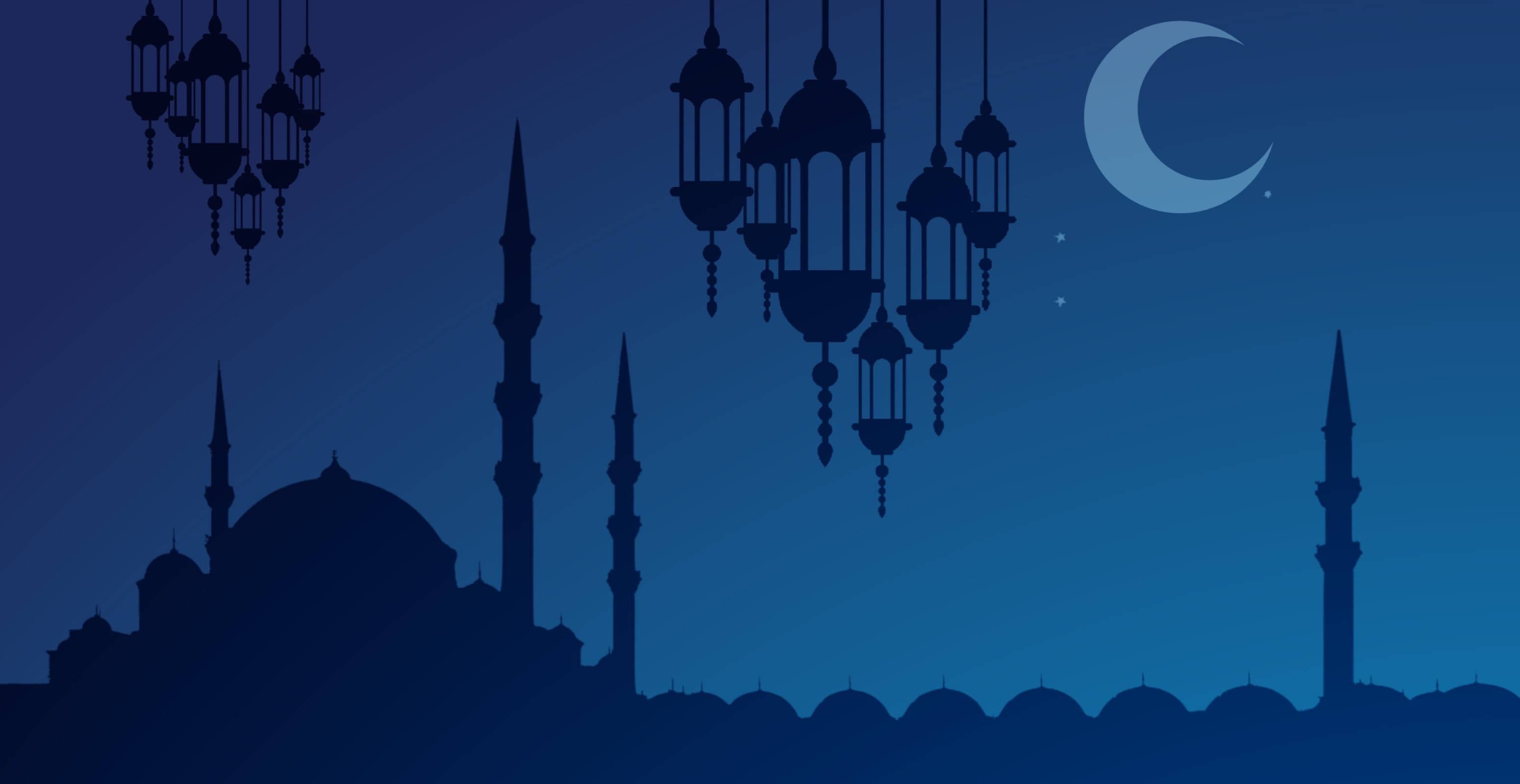 illustration background ramadan fanoos masjid night islamic 2k