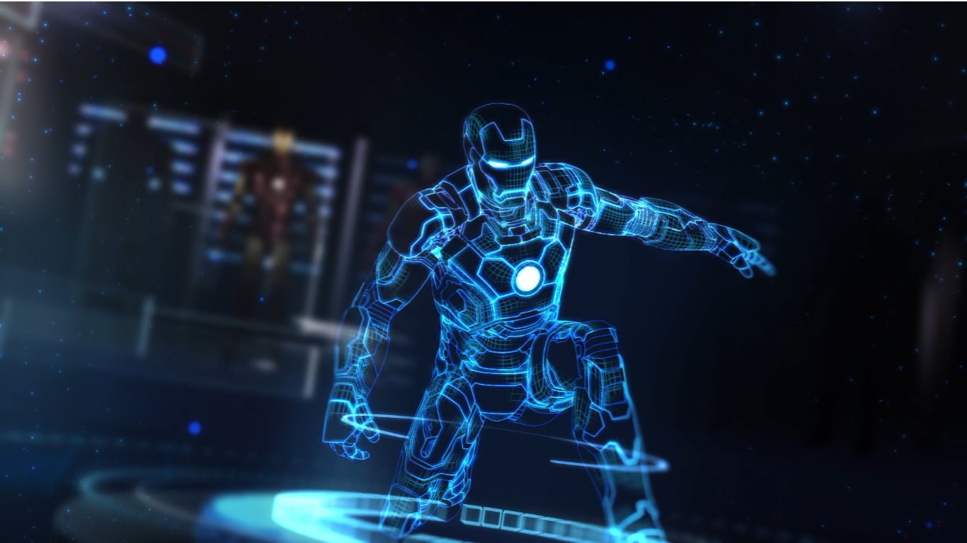 Iron Man futuristic technology science blue men cyborg 89