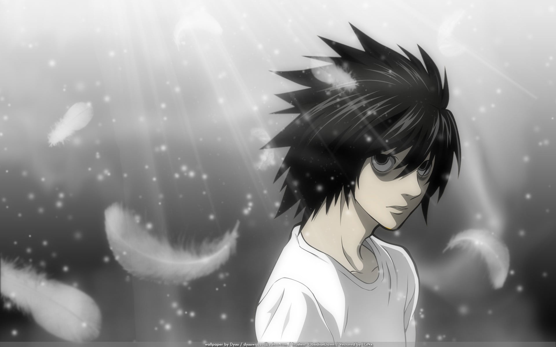 male anime character digital wallpaper Death Note Lawliet L 2k