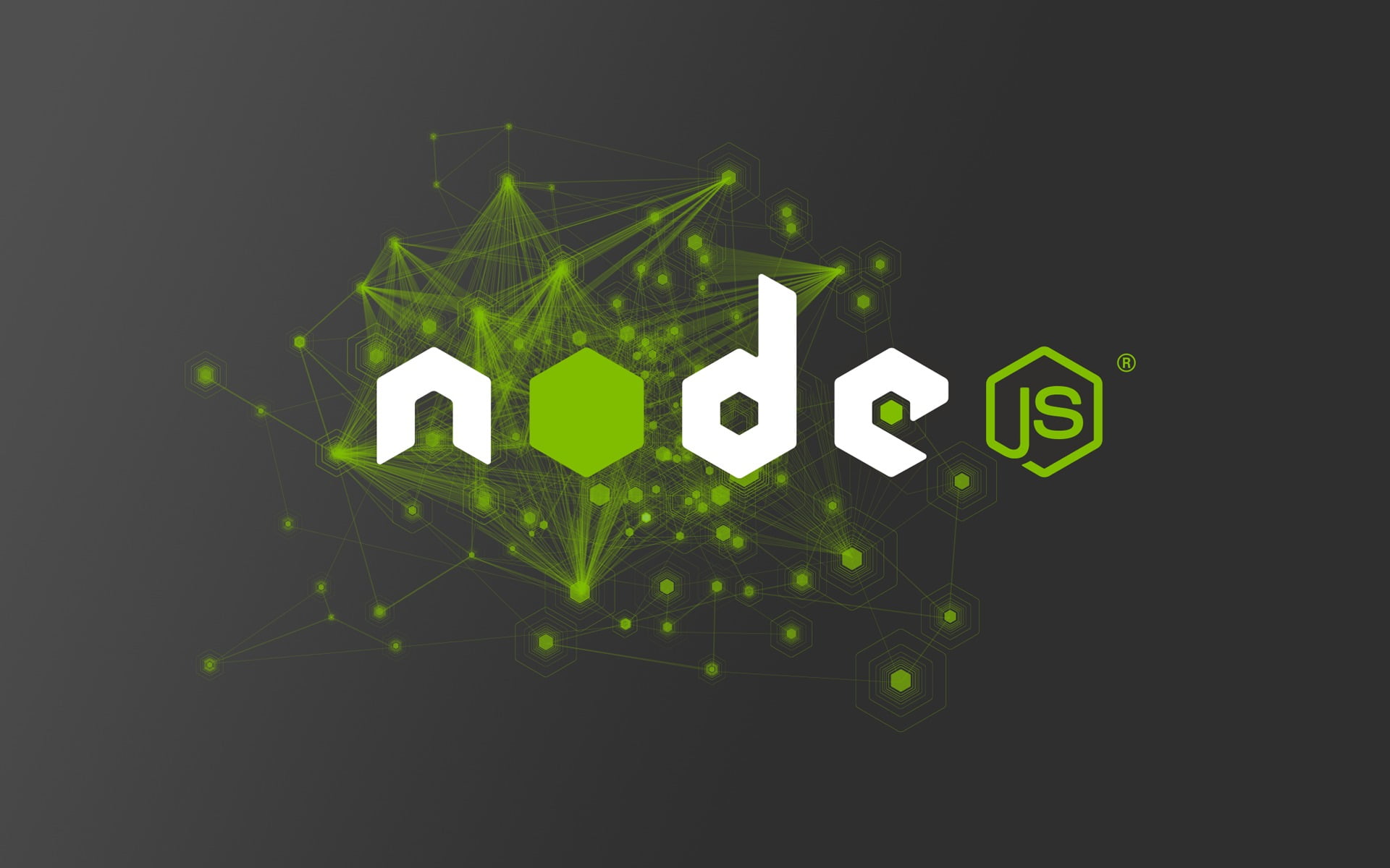 node js JavaScript hexagon abstract studio shot black background 2k