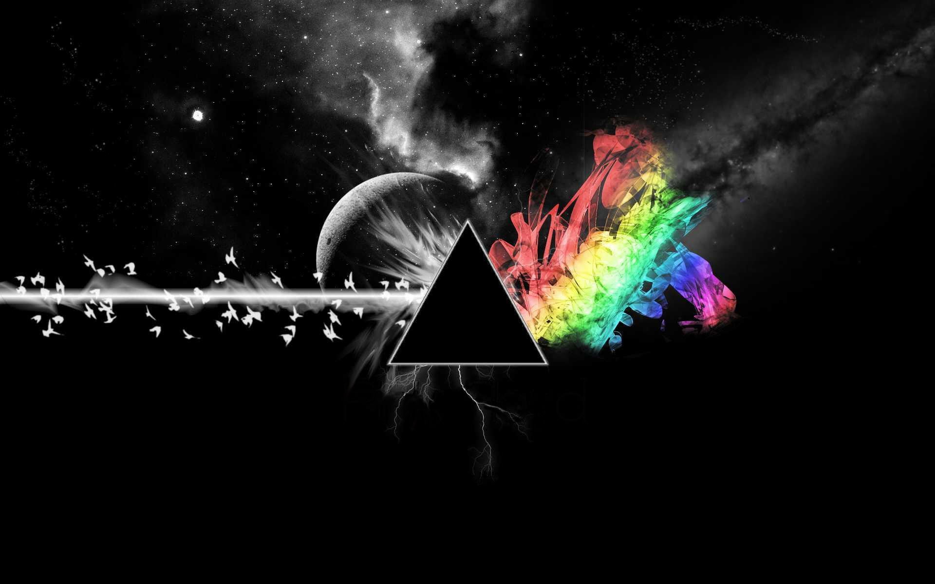 Pink Floyd Dark Side of the Moon album cover abstract digital art 2k