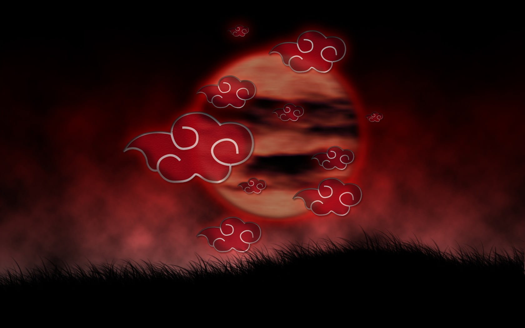 Red Clouds Akatsuki digital wallpaper Naruto Shippuuden anime 2k