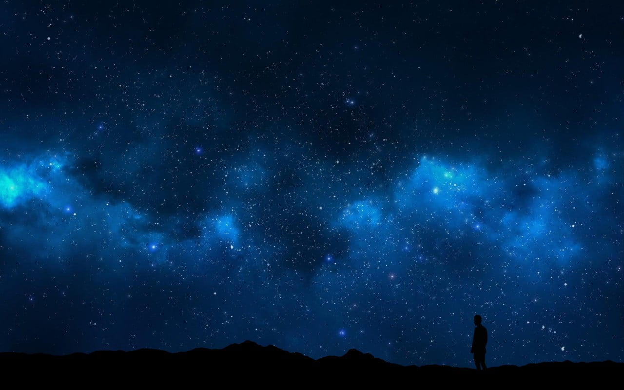 silhouette photo of person under the sky alone nature night
