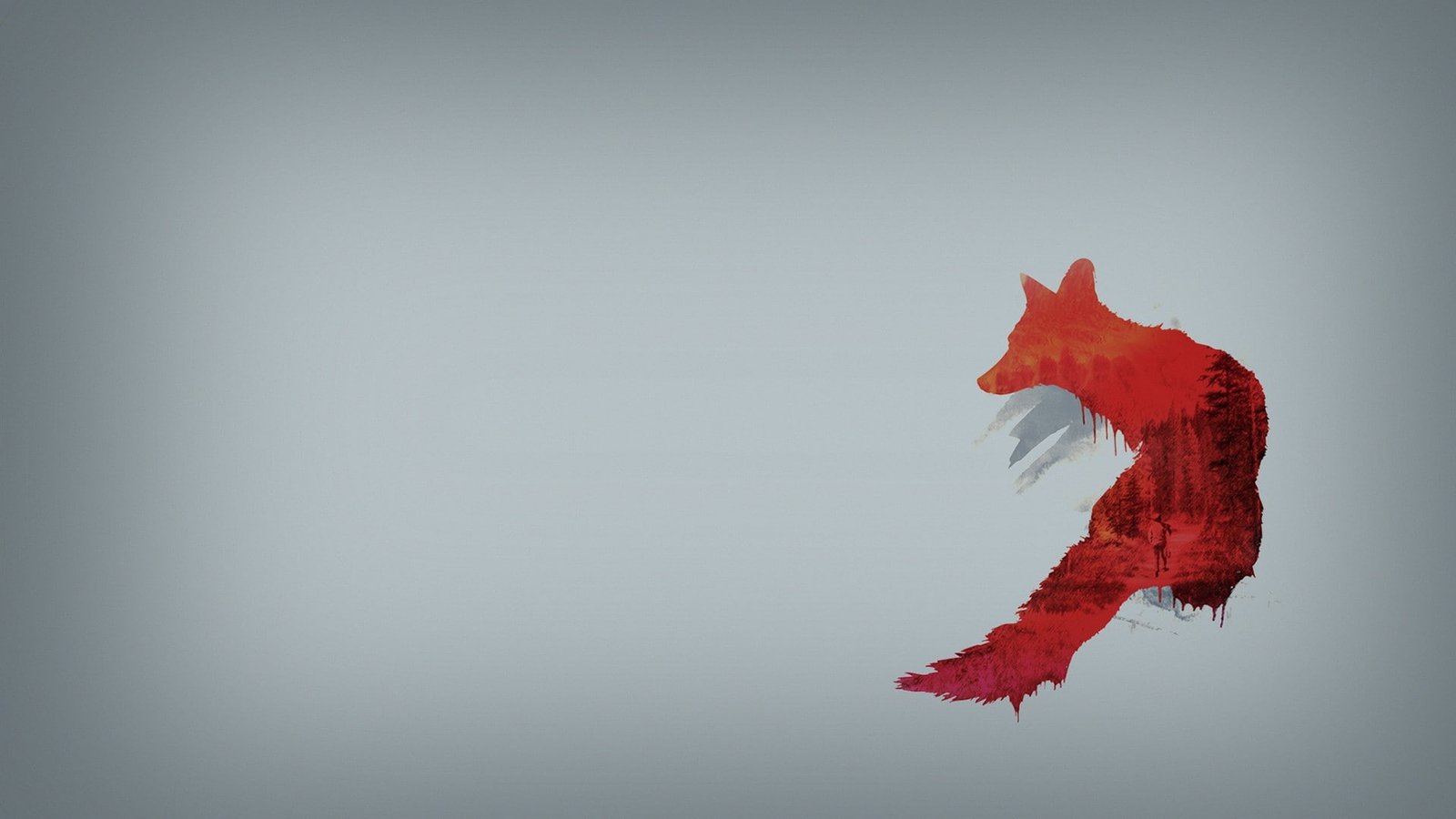simple background artwork fox digital art animals red 2k