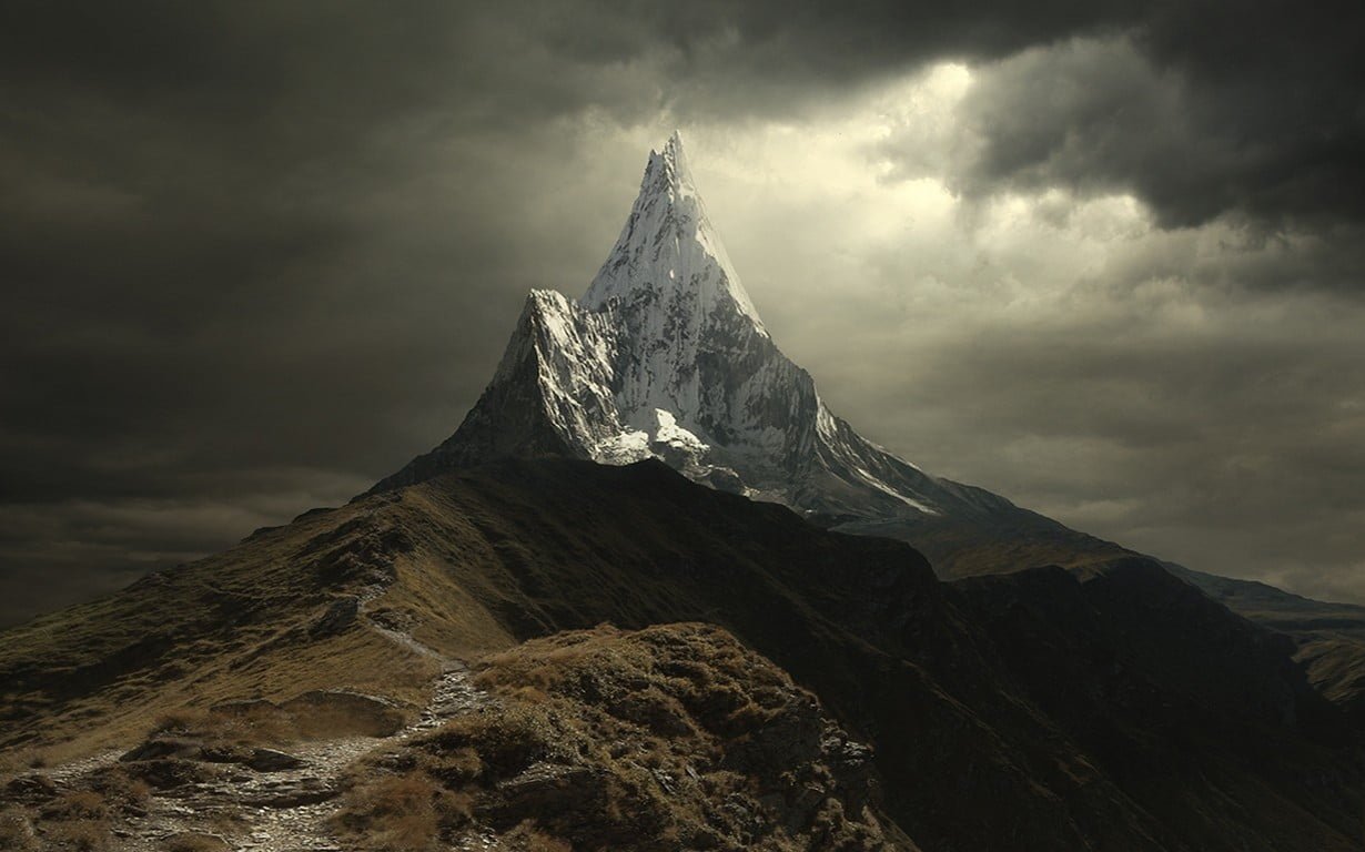 snow capped mountain nature landscape snowy peak mountains