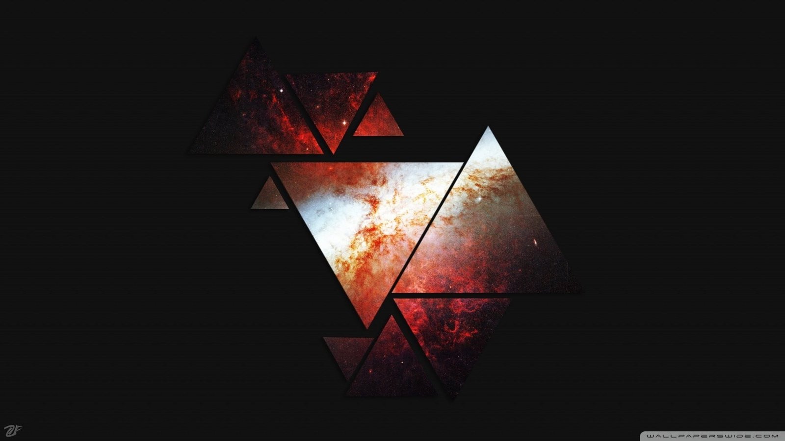 triangle white and red digital wallpaper geometry abstract 2k