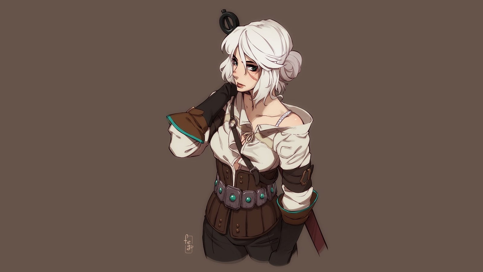 white haired female anime holding sword The Witcher 3 Wild Hunt 2k