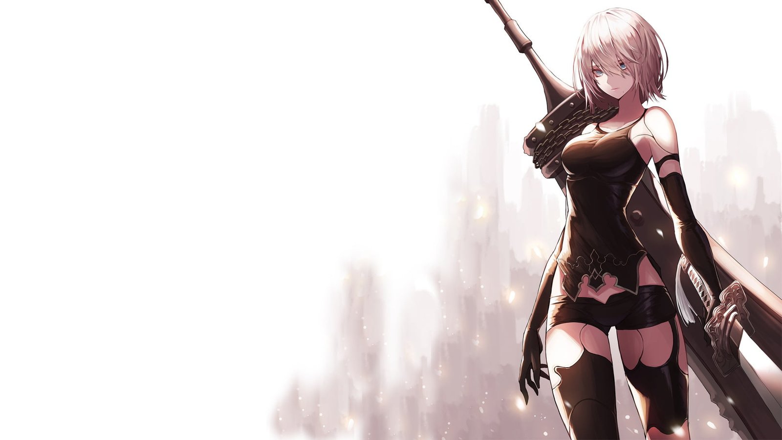 woman holding sword digital wallpaper women video games art 2k