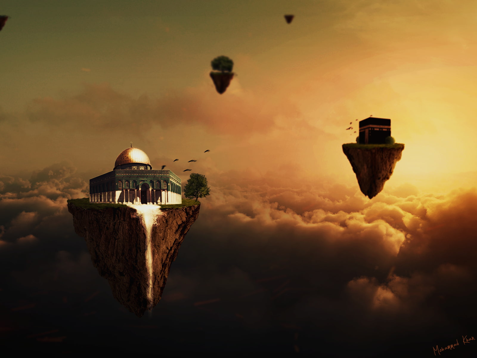 Al Aqsa Mosque Mecca sunset MohammadKhan photo manipulation 2k