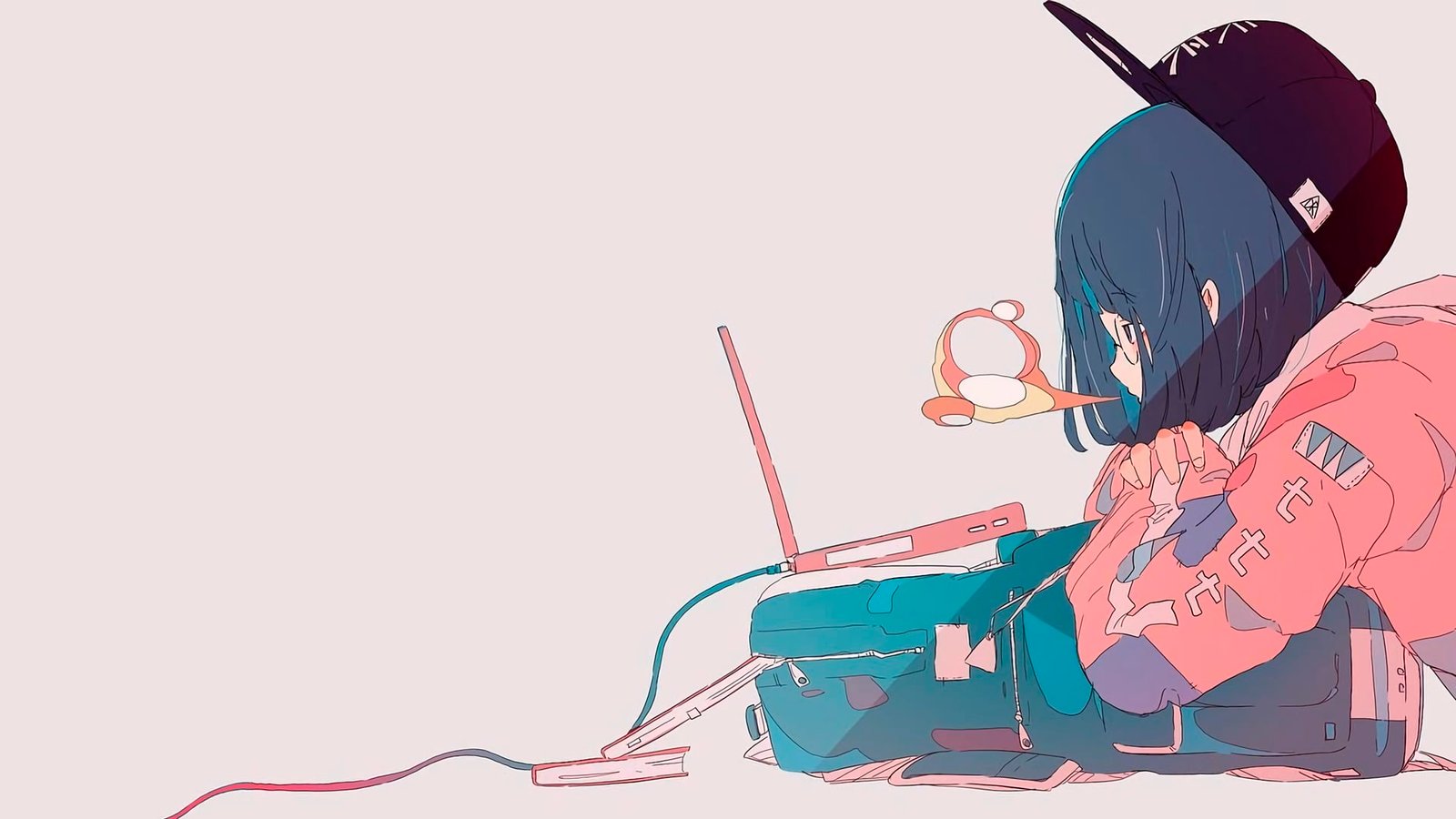 anime manga girls simple background minimalism laptop 2k