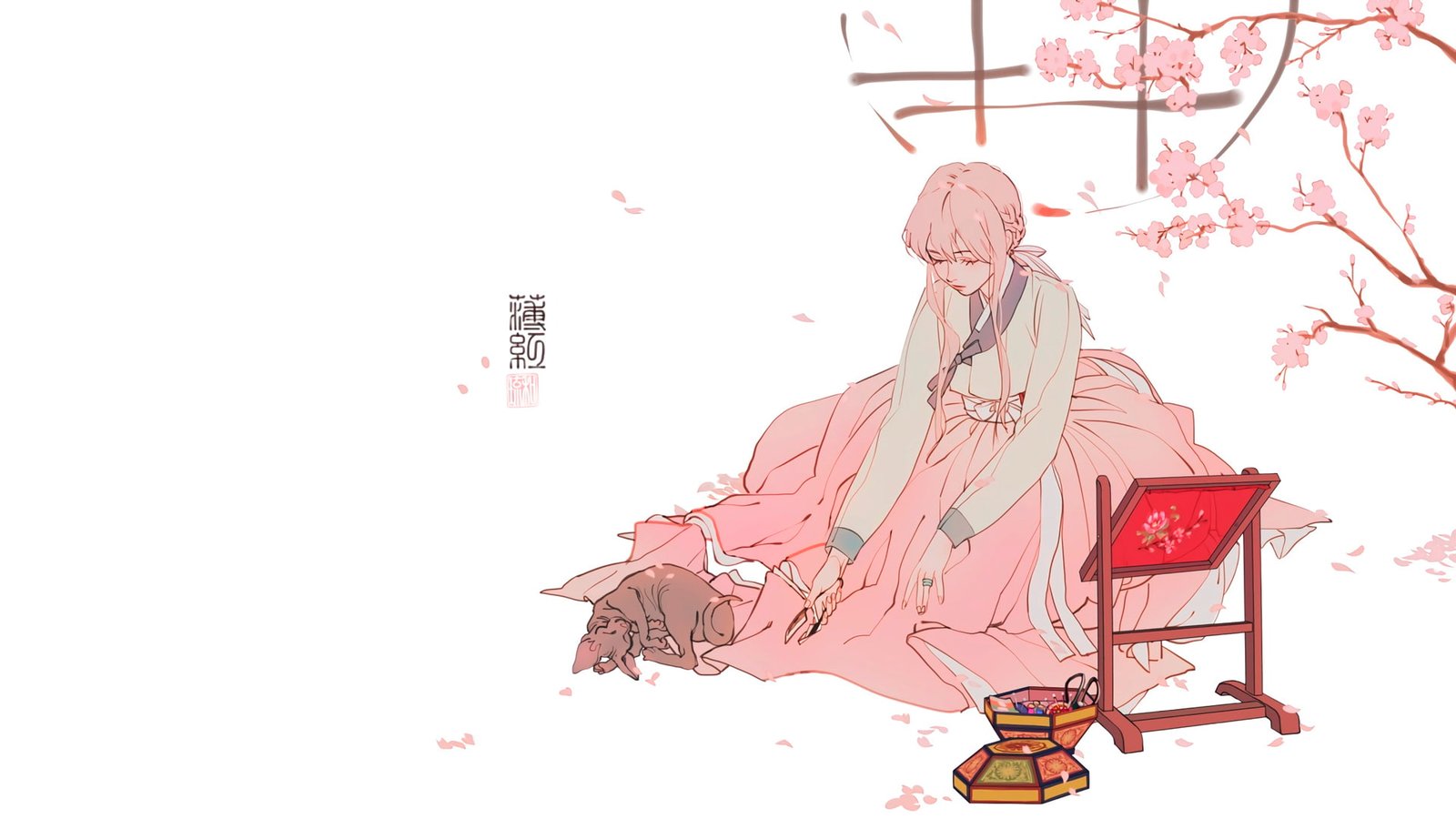 anime manga girls simple background minimalism pink 2k