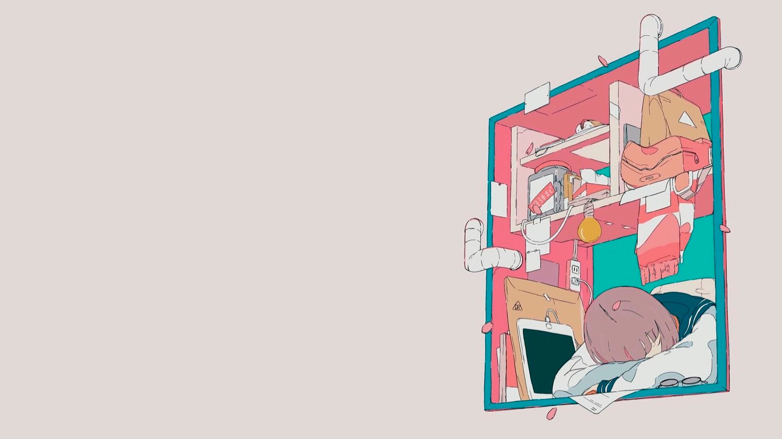 anime manga white grey simple background girls 2k