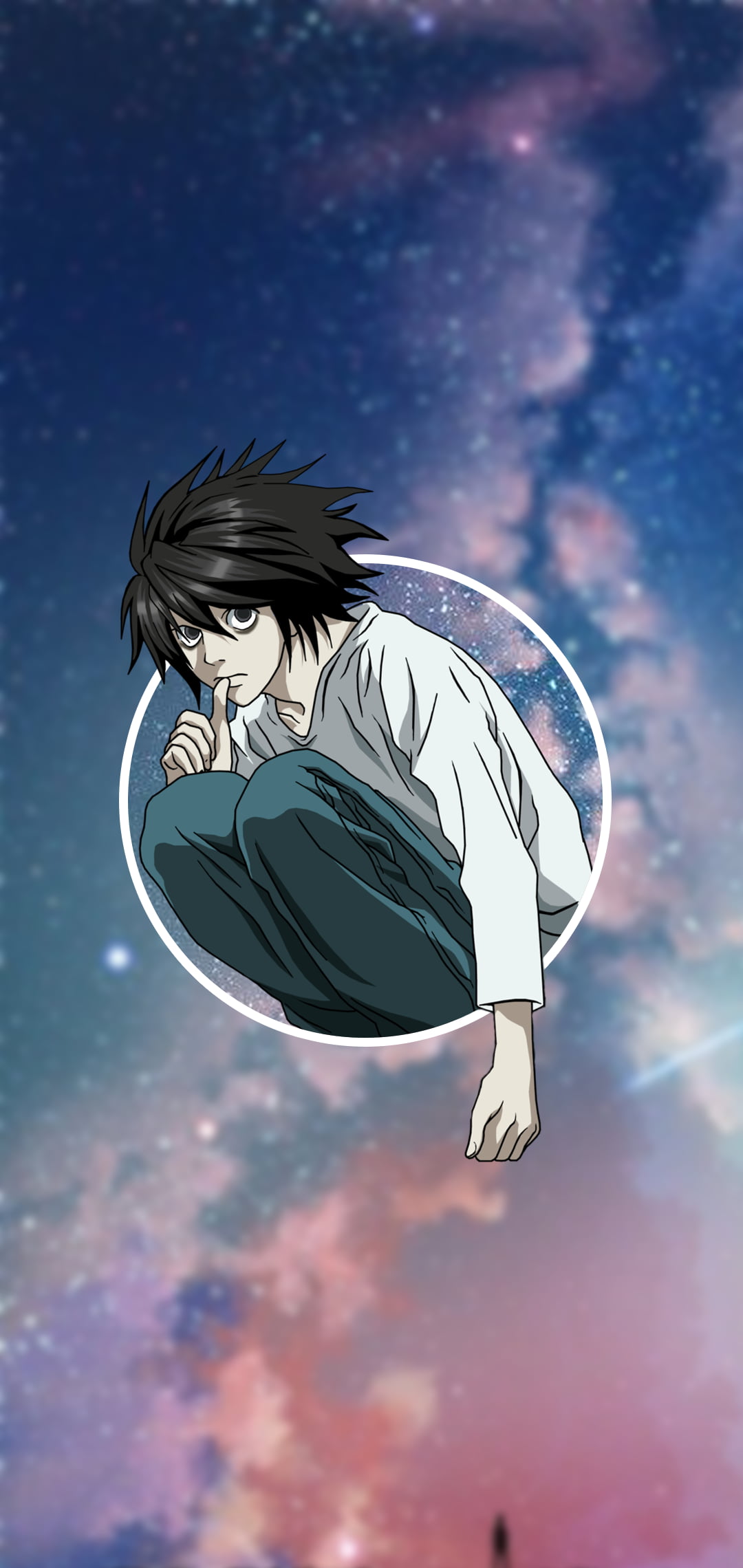 anime phone sky dark hair Death Note Lawliet L