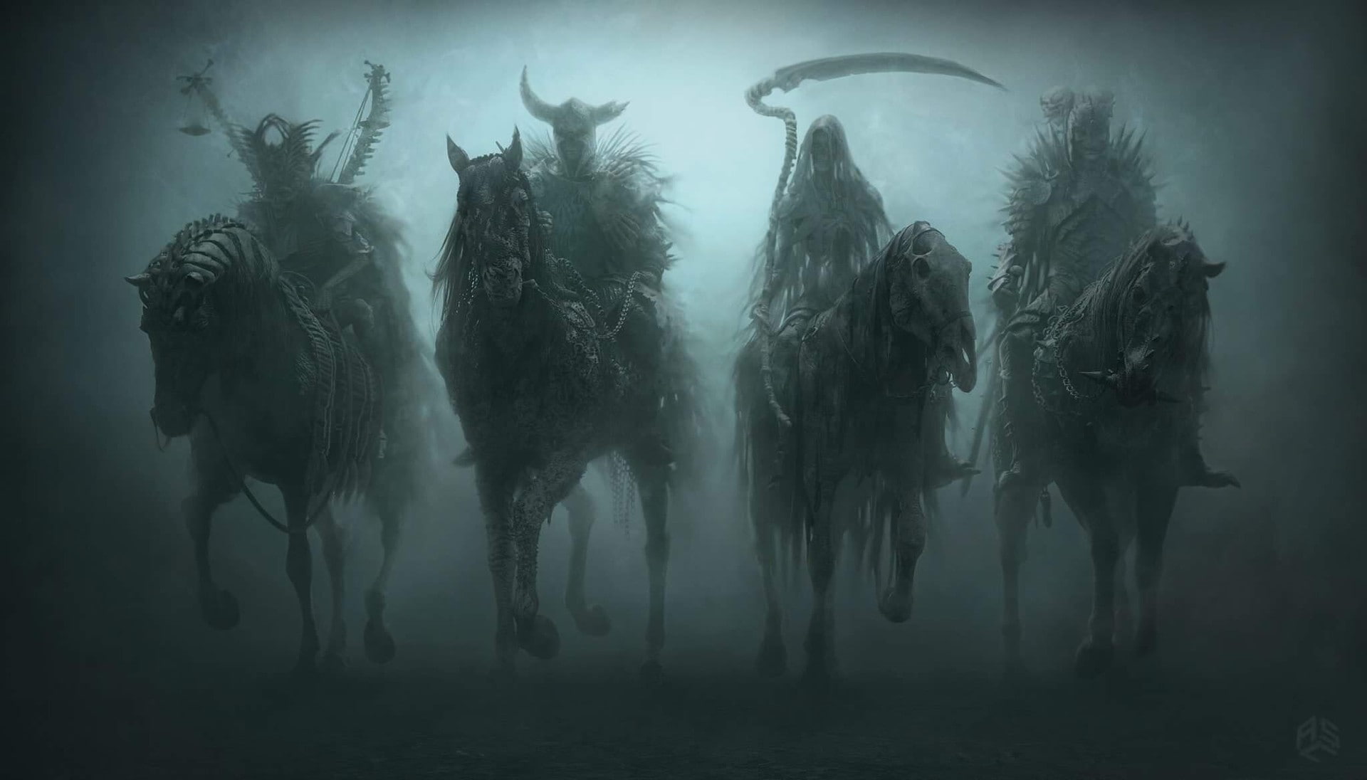 artwork horse warrior digital art illustration Four Horsemen of the Apocalypse 2k
