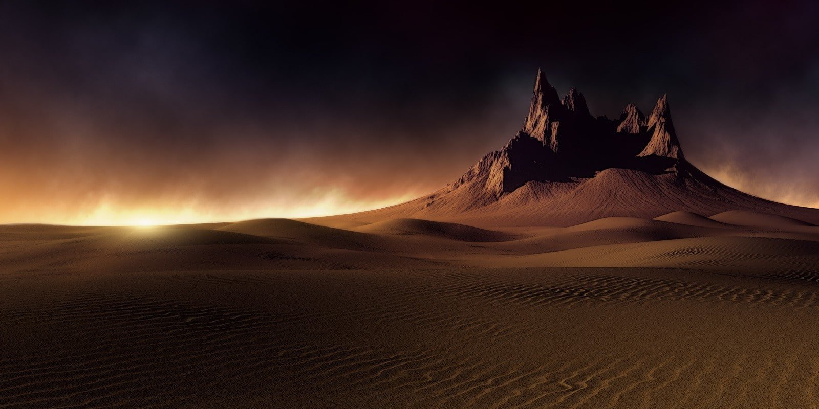 clouds Dark Desert Dune landscape mountain nature sand 2k