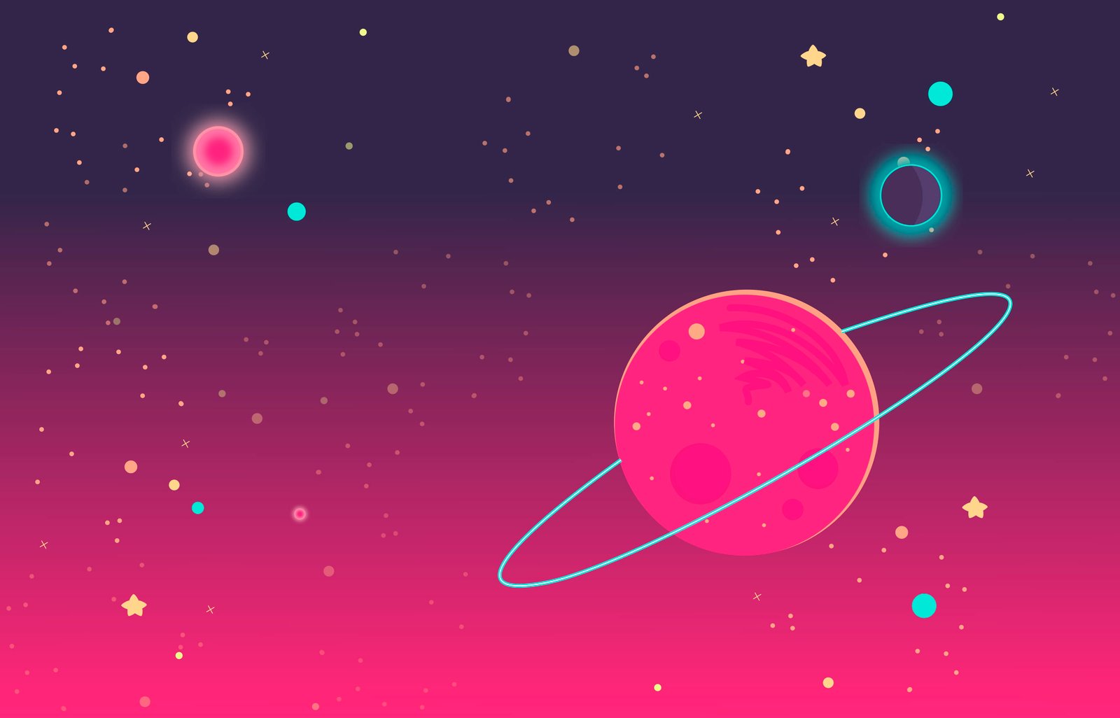 Deep Colorful Outer Space Cartoon Illustration astronaut background 2k
