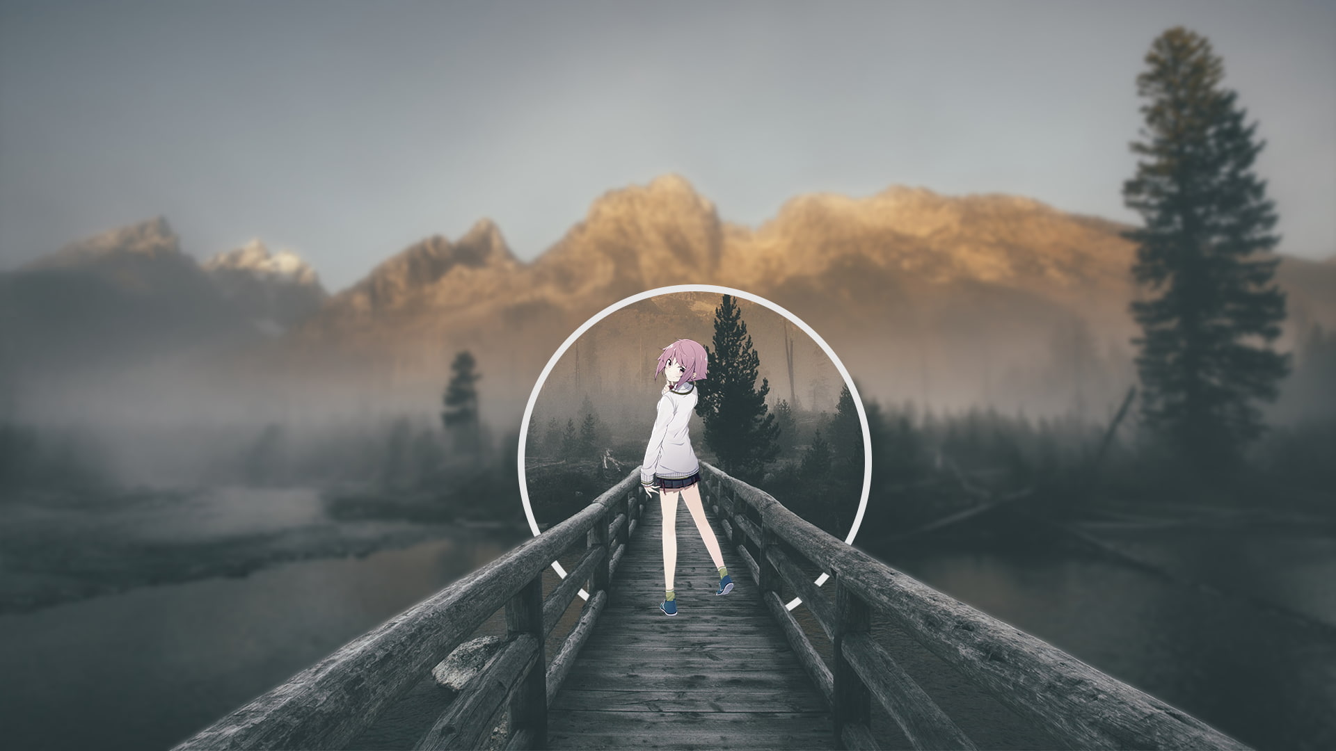 desaturated nature anime blurred girls 2k
