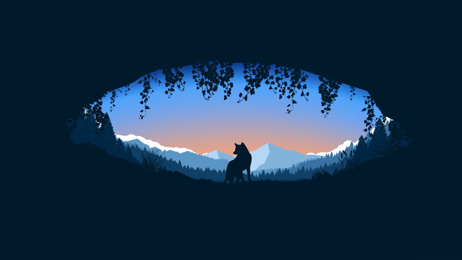digital art fox landscape nature fantasy minimalism 2k