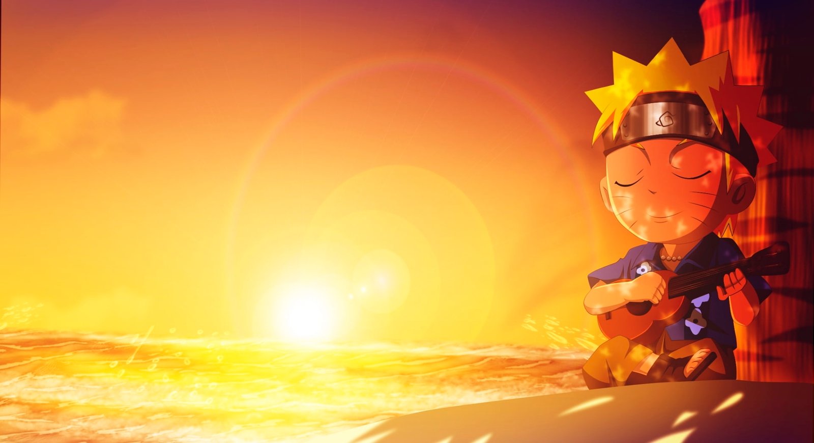 Anime Naruto Beach Chibi Hawaii Uzumaki Sunset 2k