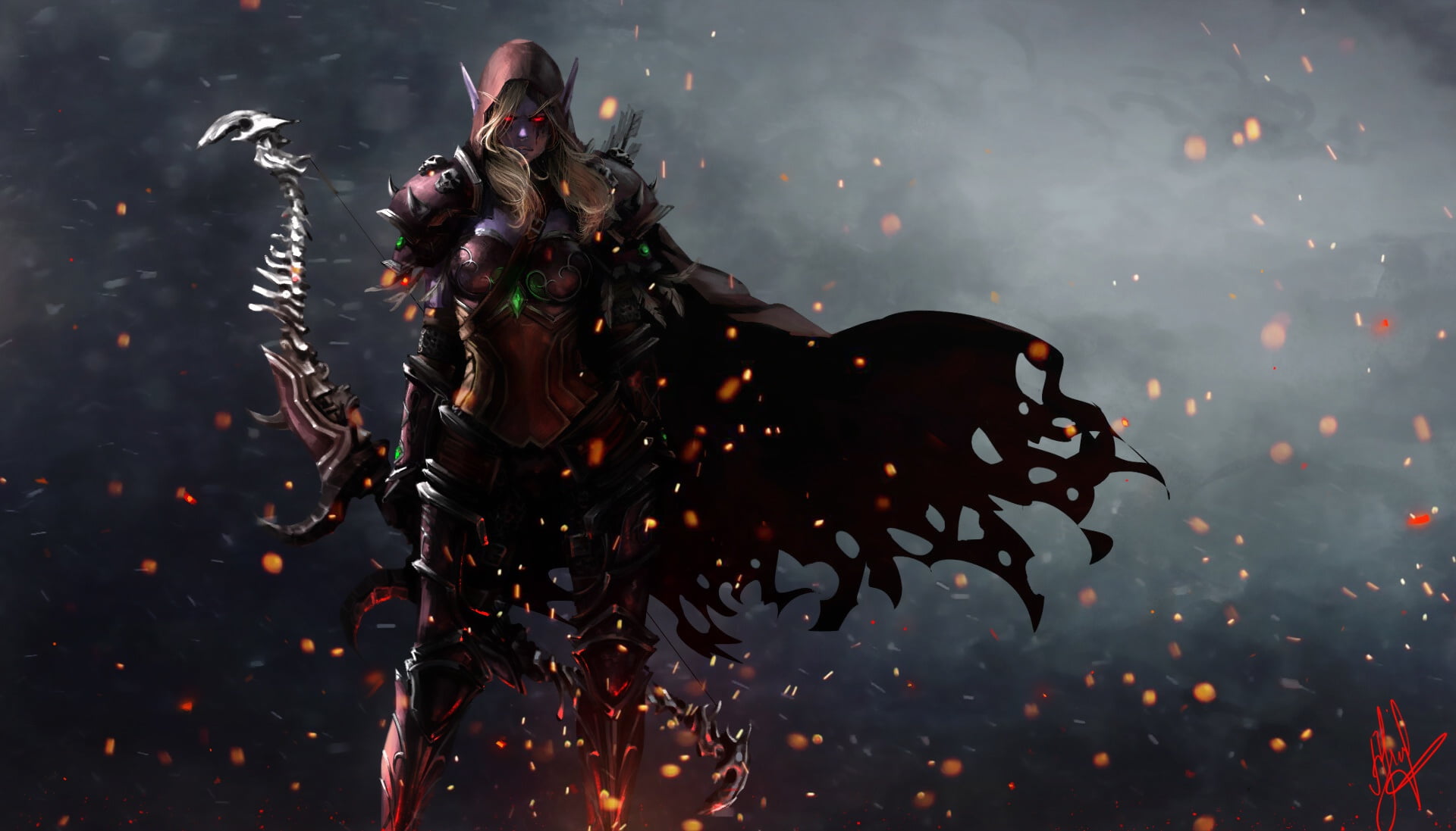 Blizzard Entertainment PC gaming red eyes fantasy girl fan art 2k