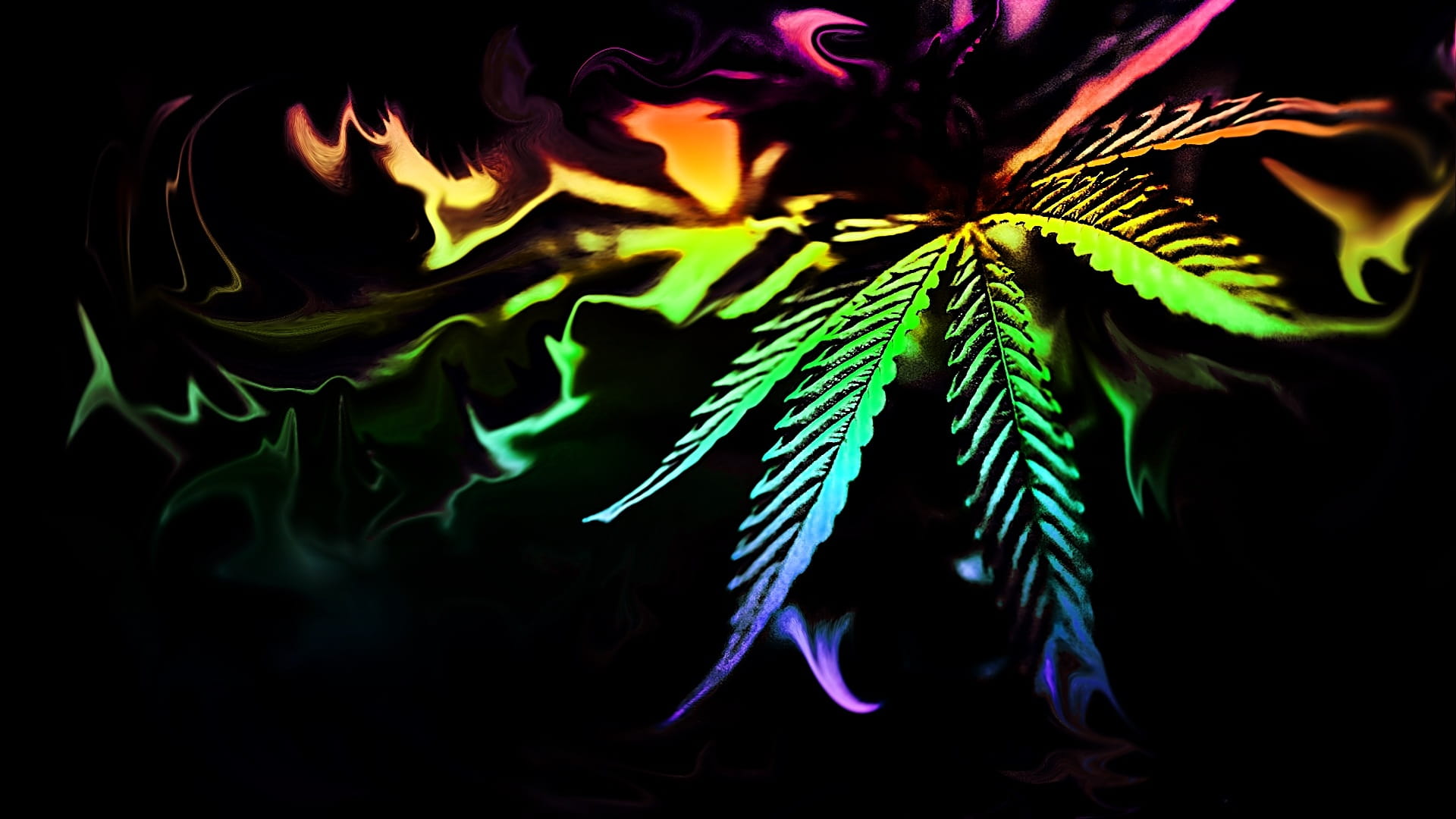 desktop dark abstract color art weed marijuana cannabis 2k