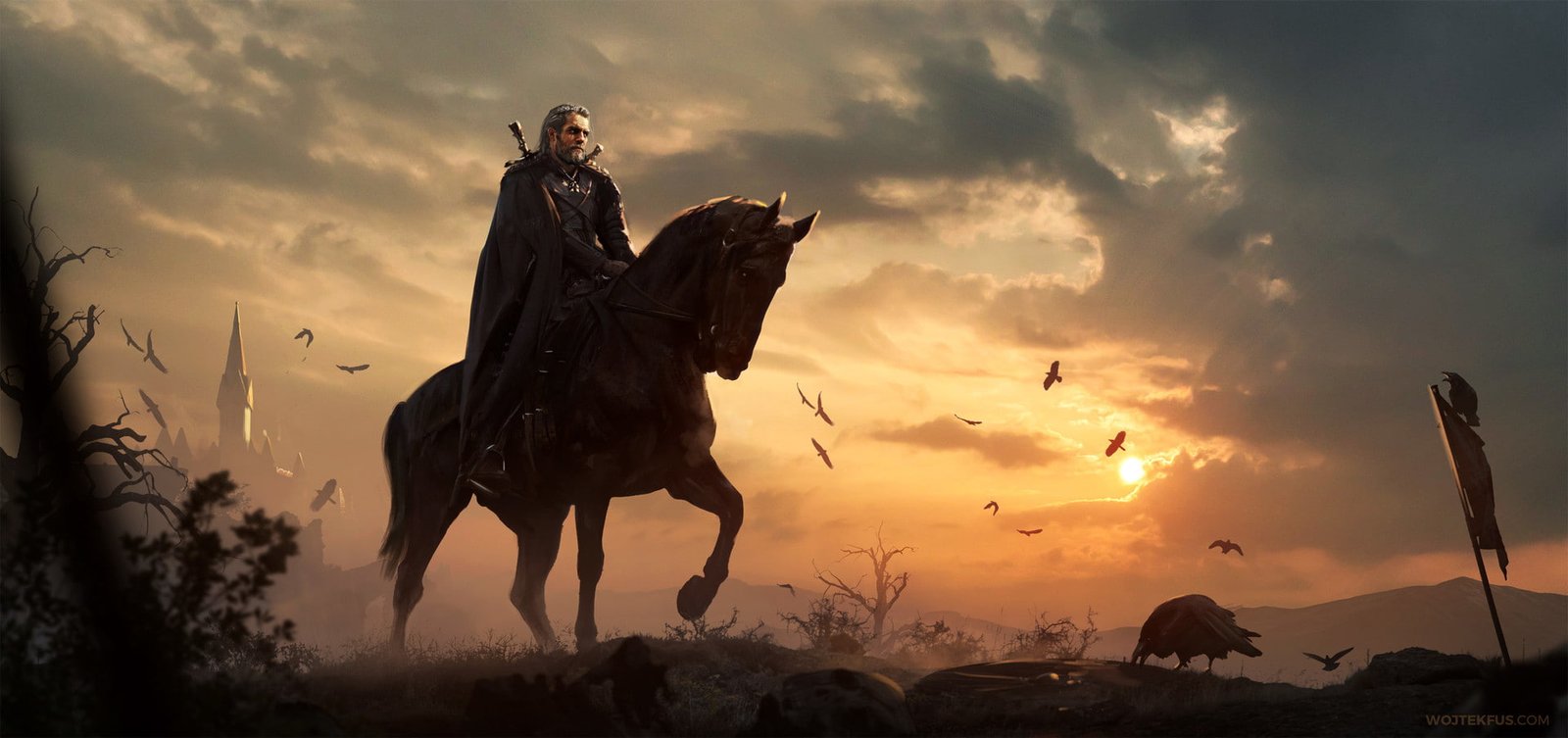 digital art artwork video games The Witcher Geralt of Rivia 2k