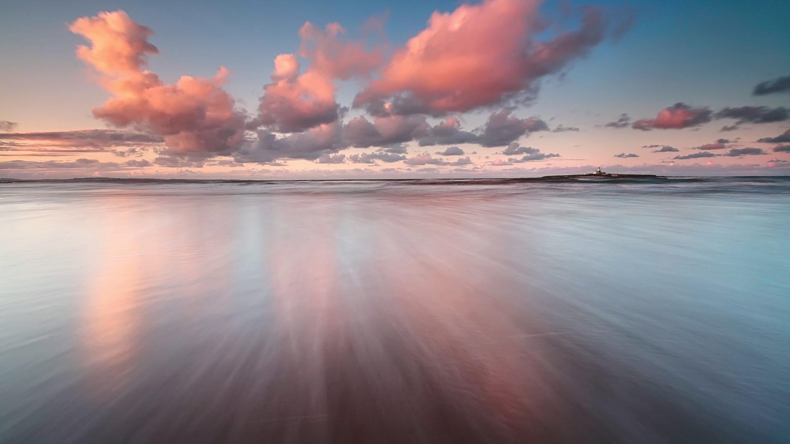 horizon sky sea ocean calm cloud shore sunset reflection 2k