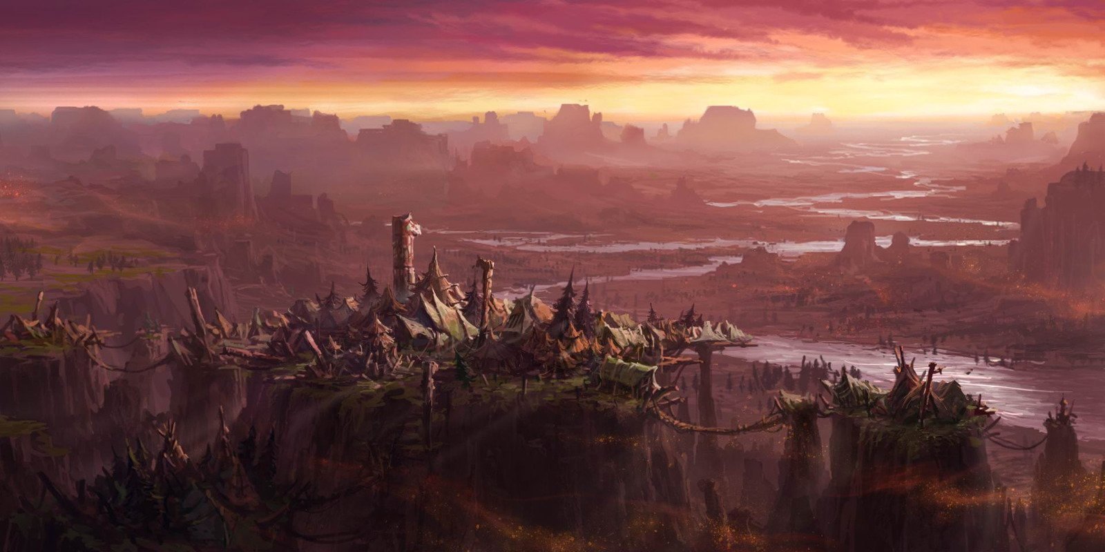 Fantasy Landscape Thunder Bluff World of Warcraft 2k