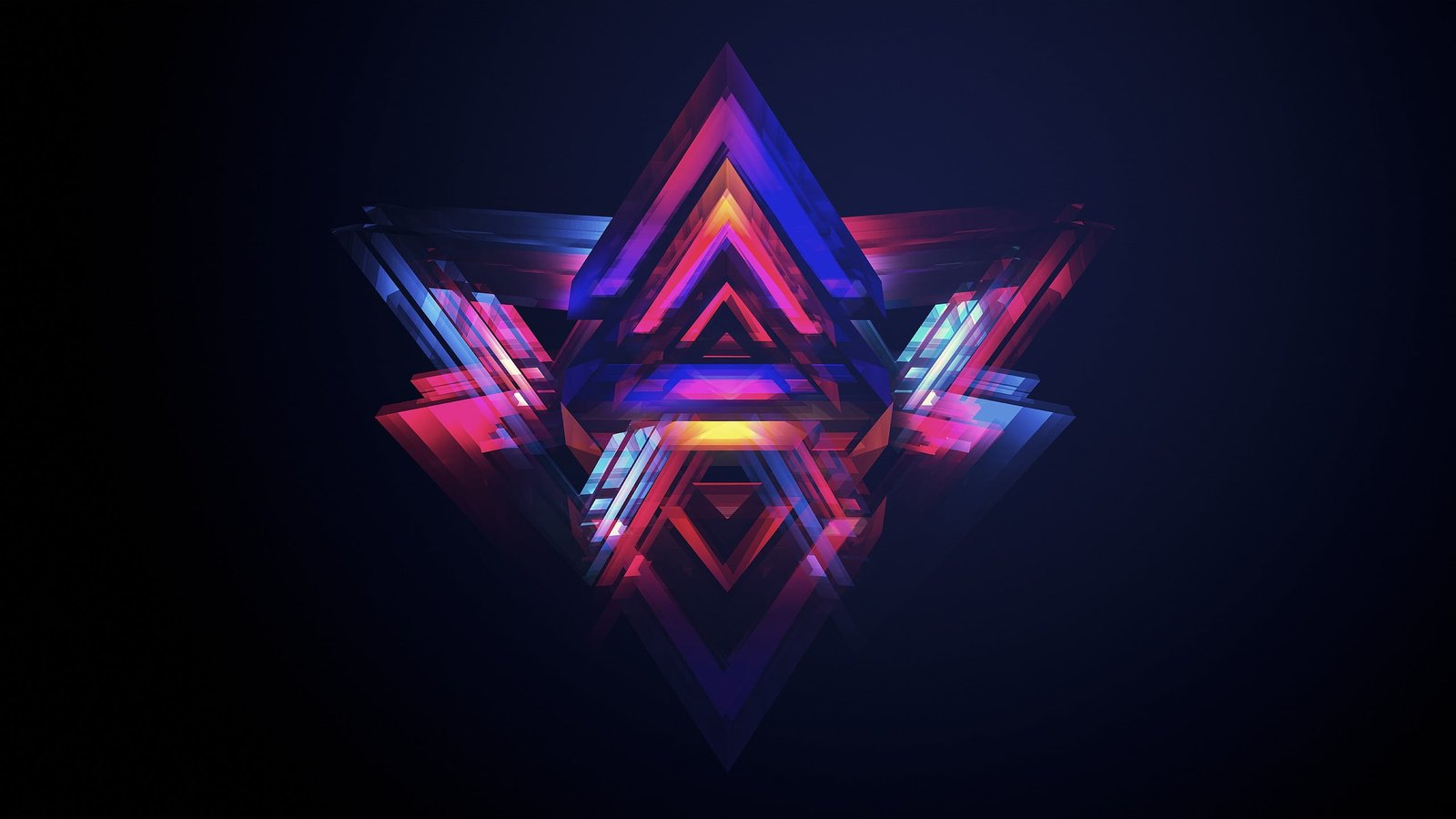 multicolored abstract wallpaper geometry dark black background 2k