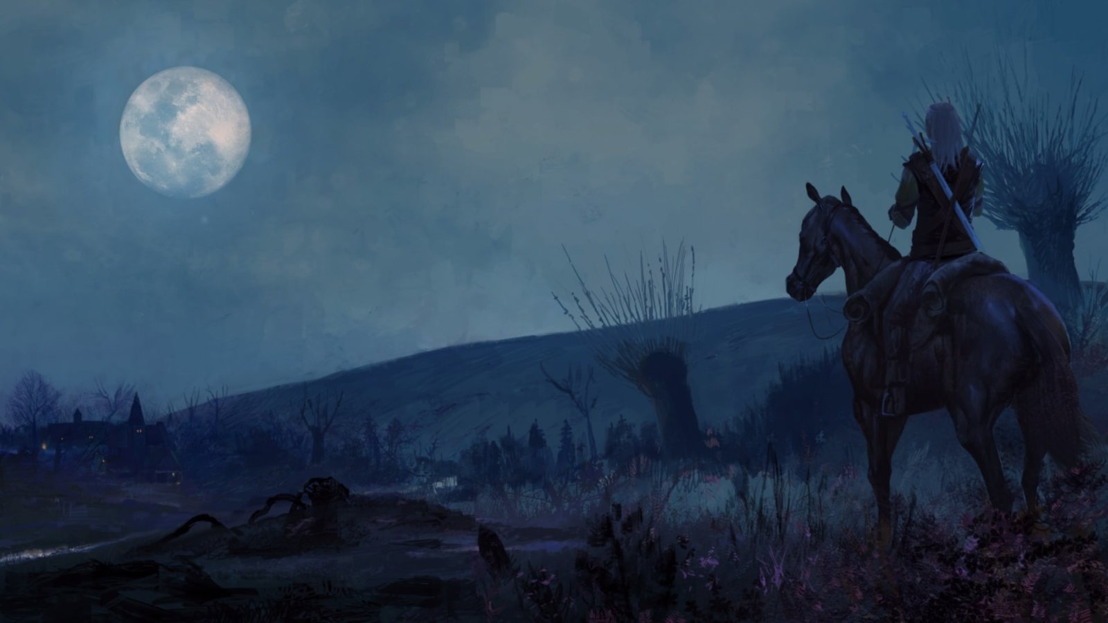 moon witcher the horses geralt of rivia horseback riding Animals Horses HD Art 2k