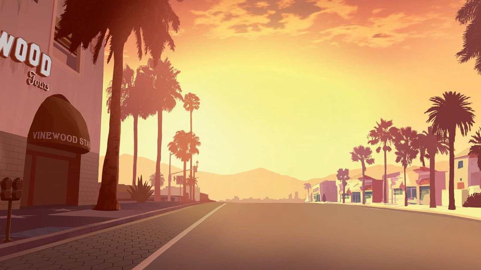 road between buildings illustration the game street GTA 2k