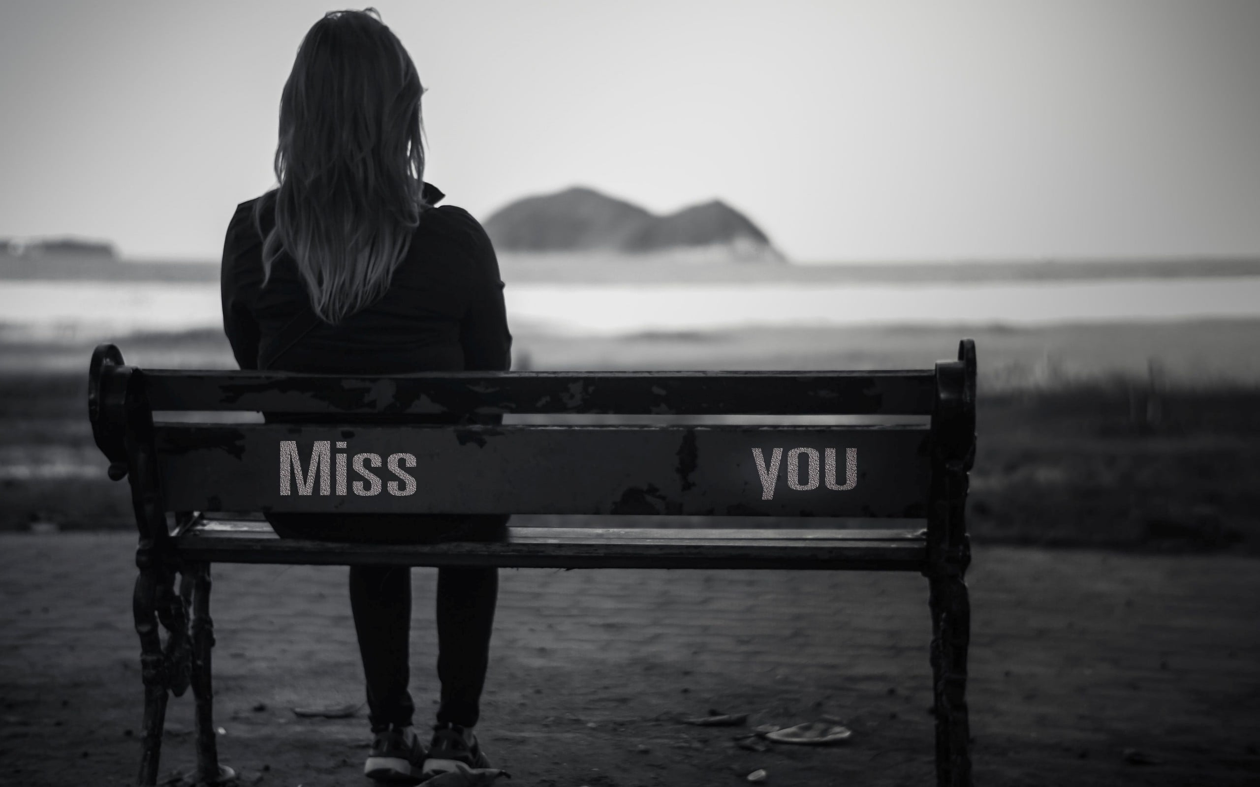 Sad Girl Miss You women's gray shirt Love beach sadness water 2k