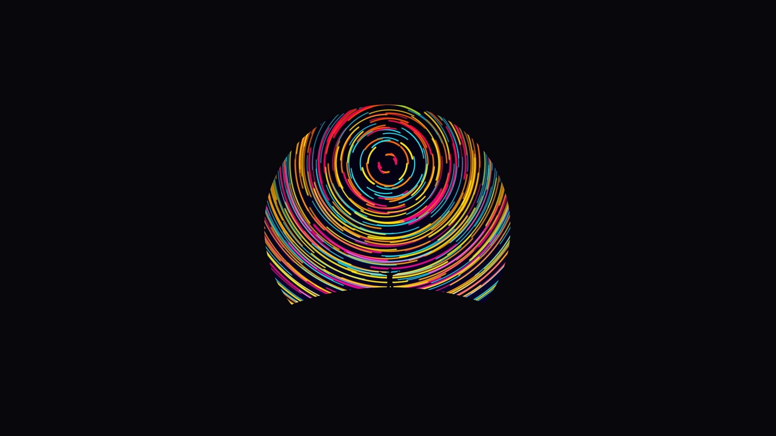 multicolored illustration digital art minimalism black background 2k