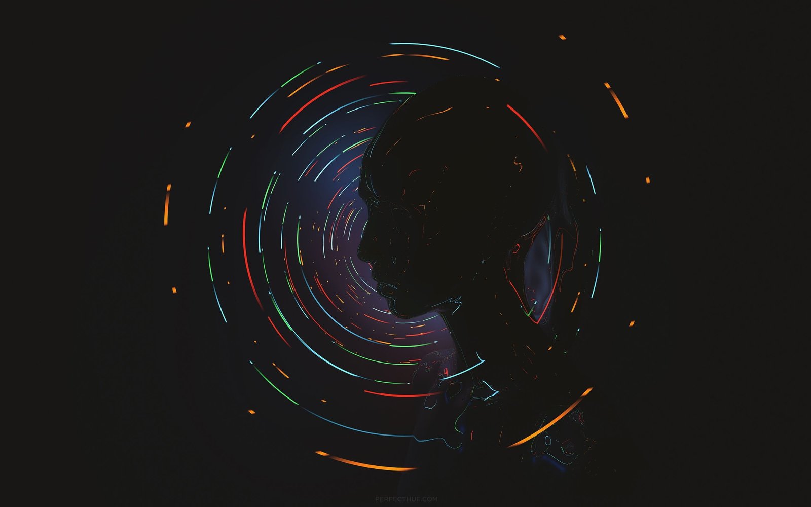silhouette of human digital wallpaper abstract science fiction 2k