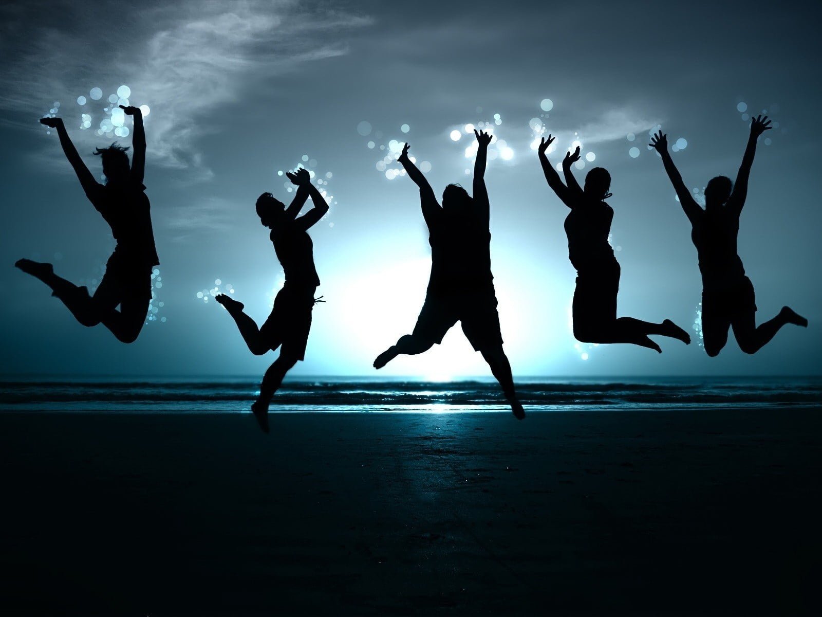 People Jump Happiness Beach Shadow Image silhouette real people 2k
