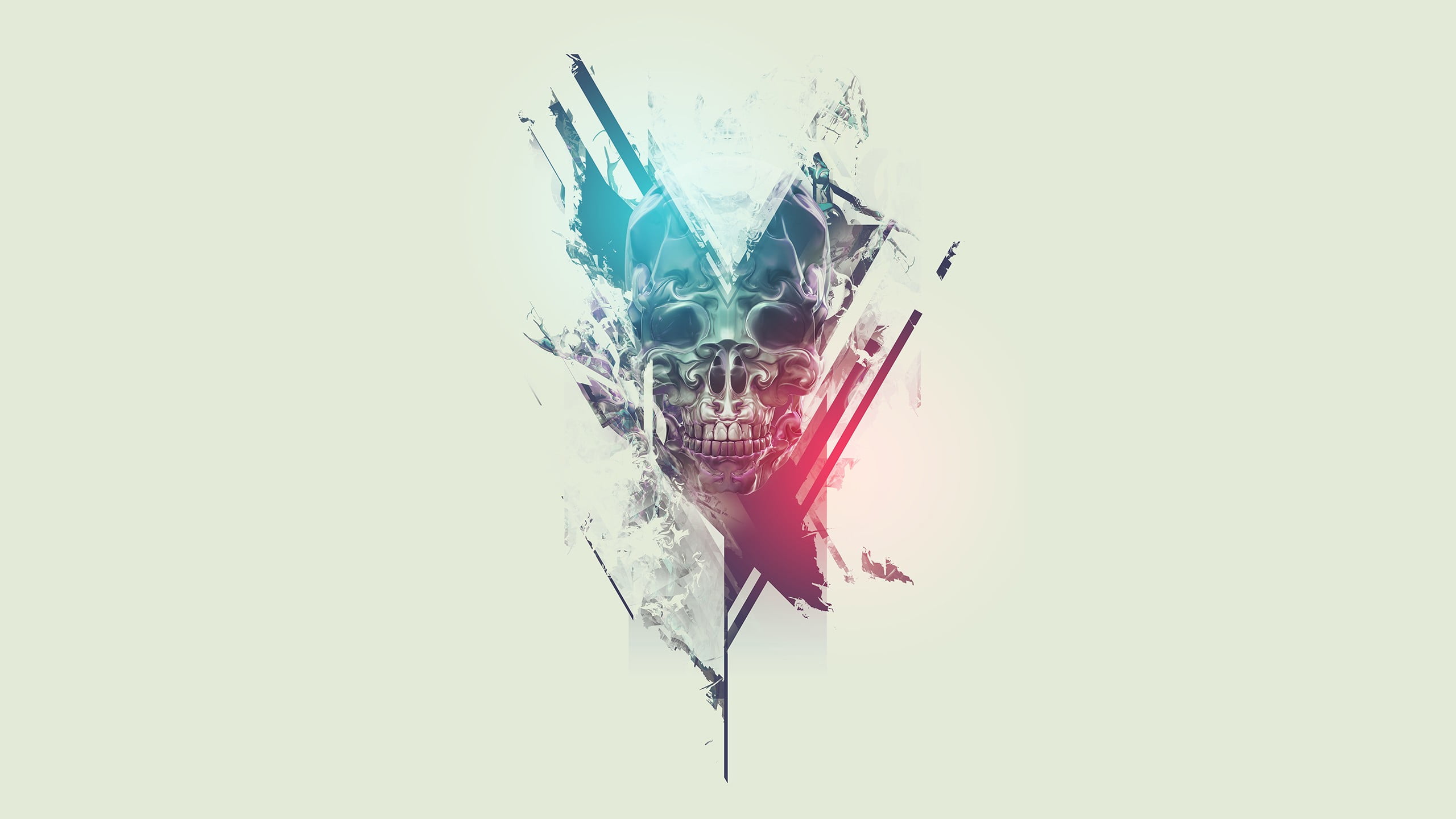 skull illustration digital art abstract white background Justin Maller 2k