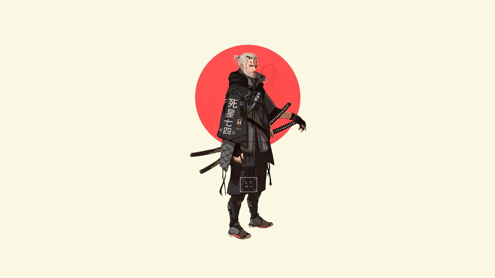 The Witcher minimalism Geralt of Rivia simple background 2k 4k