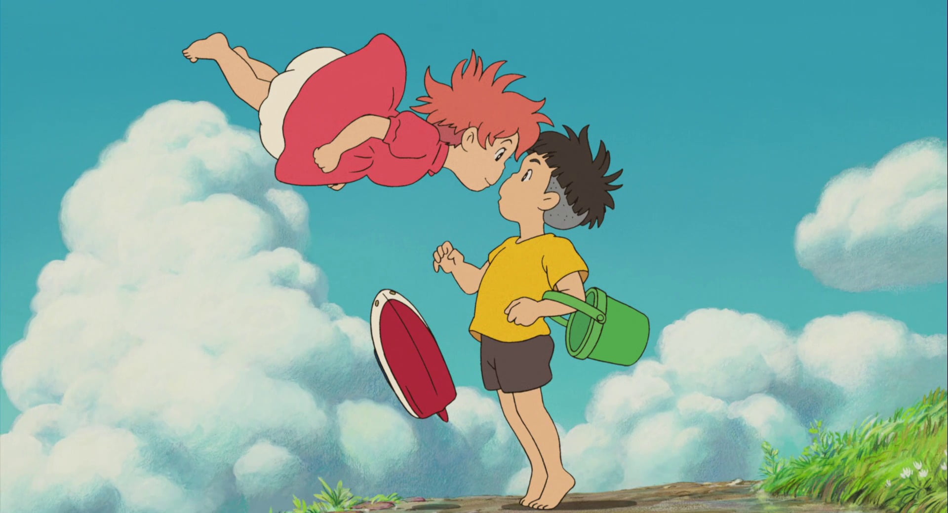 two boy and girl anime characters illustration Ponyo Movie 2k