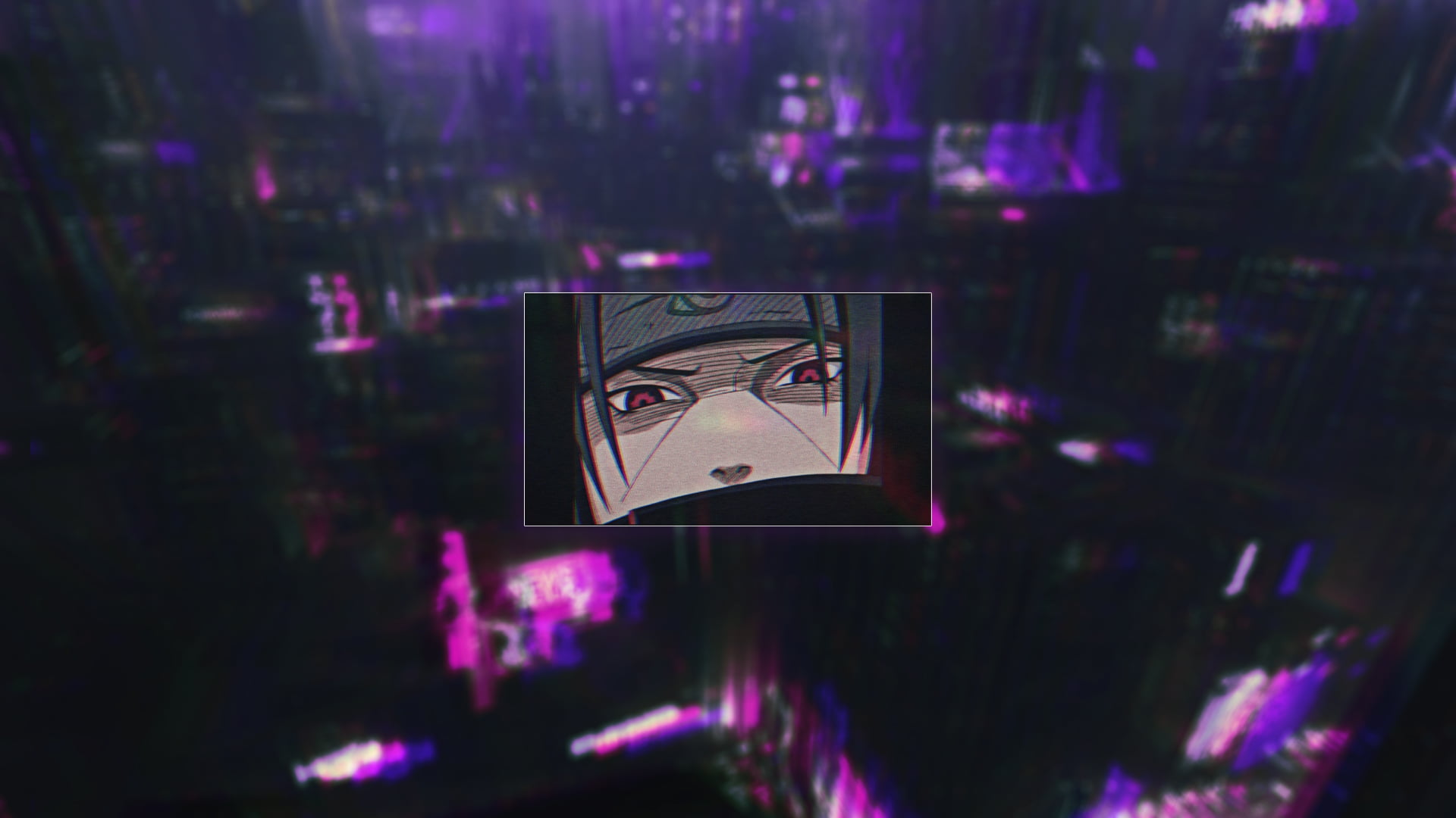 Uchiha Itachi Naruto anime clan aestethic purple background 2k