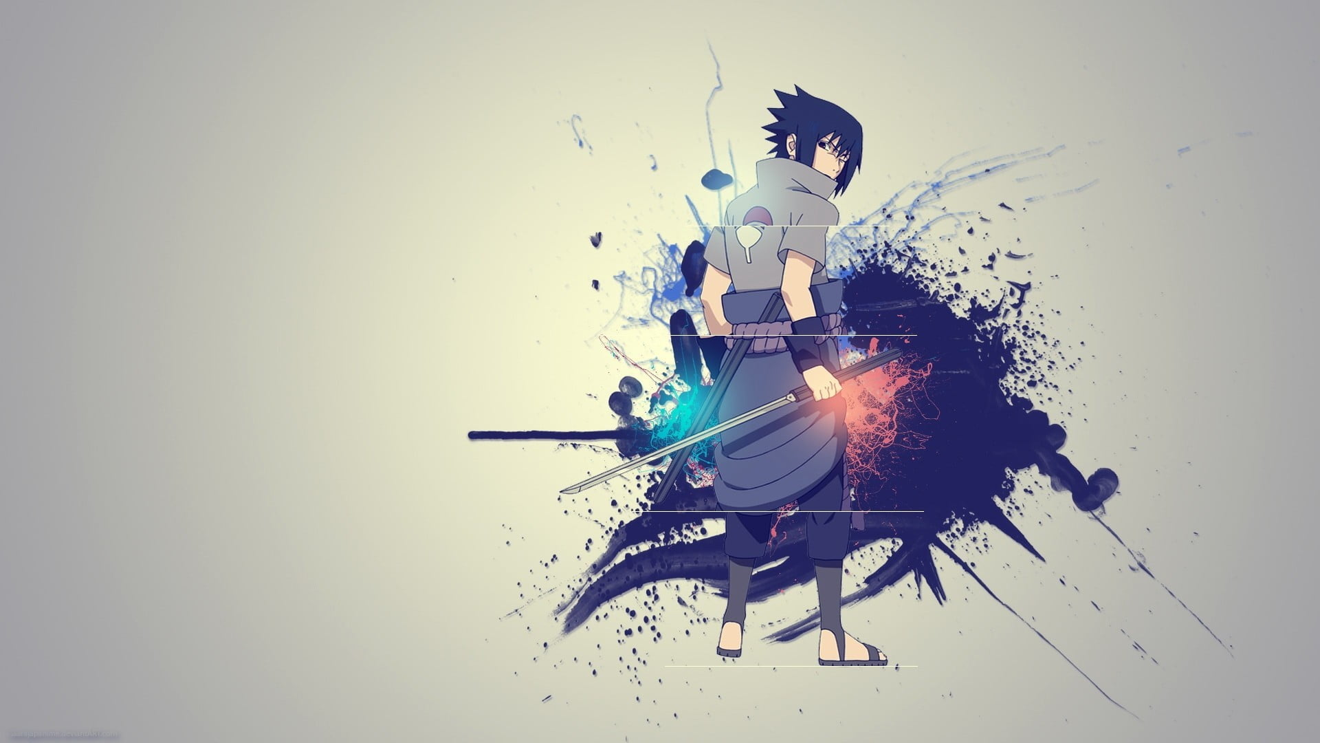 Uchiha Sasuke Naruto Shippuuden paint splatter anime boys 2k