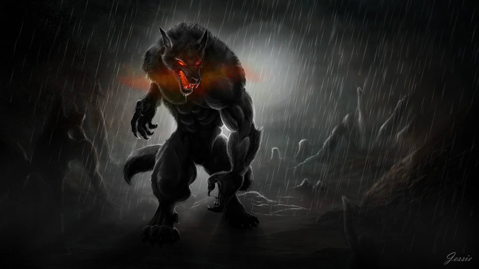 werewolf illustration werewolves dark creature fantasy art 2k