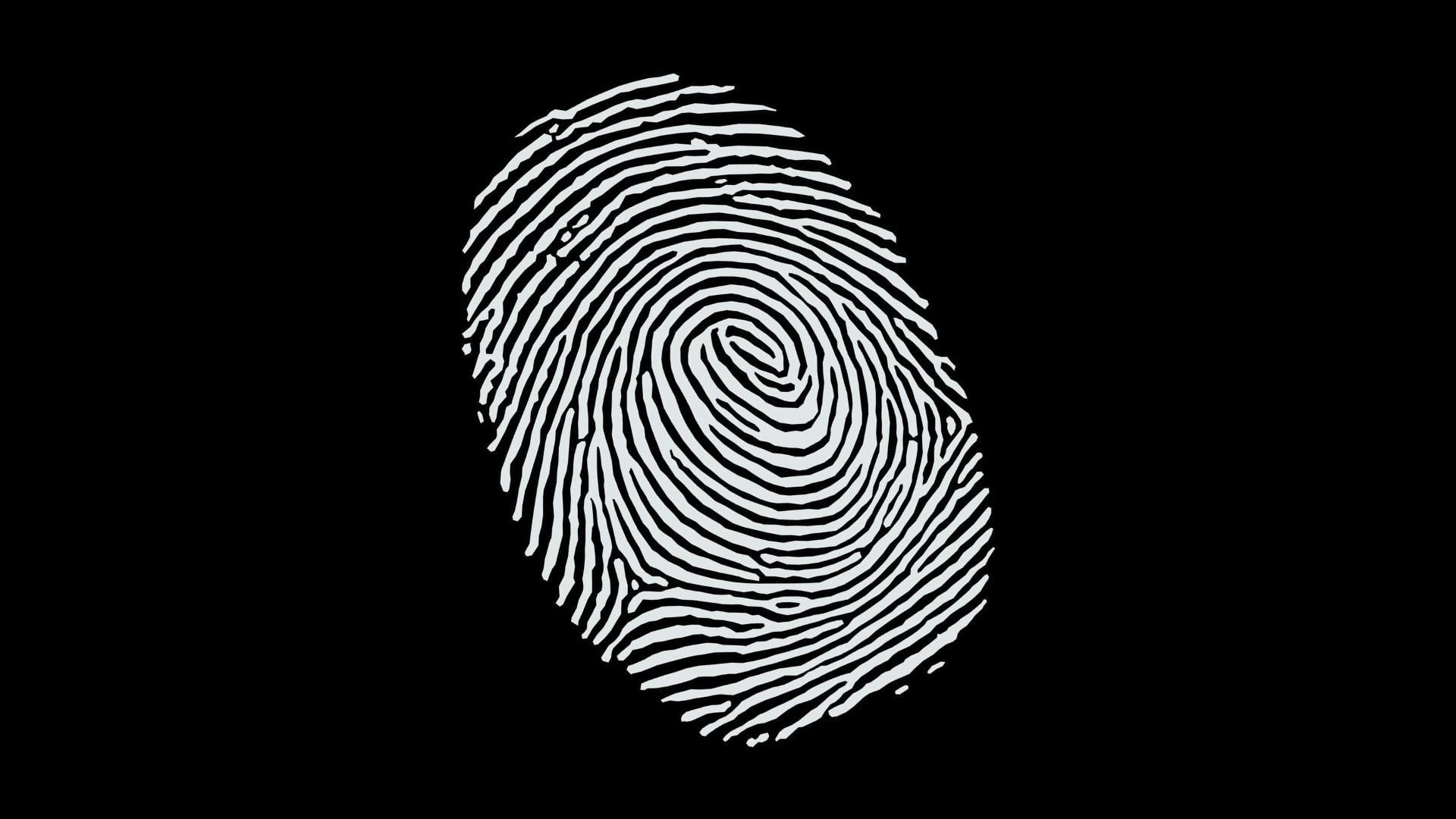 white finger print illustration minimalism black background 2k