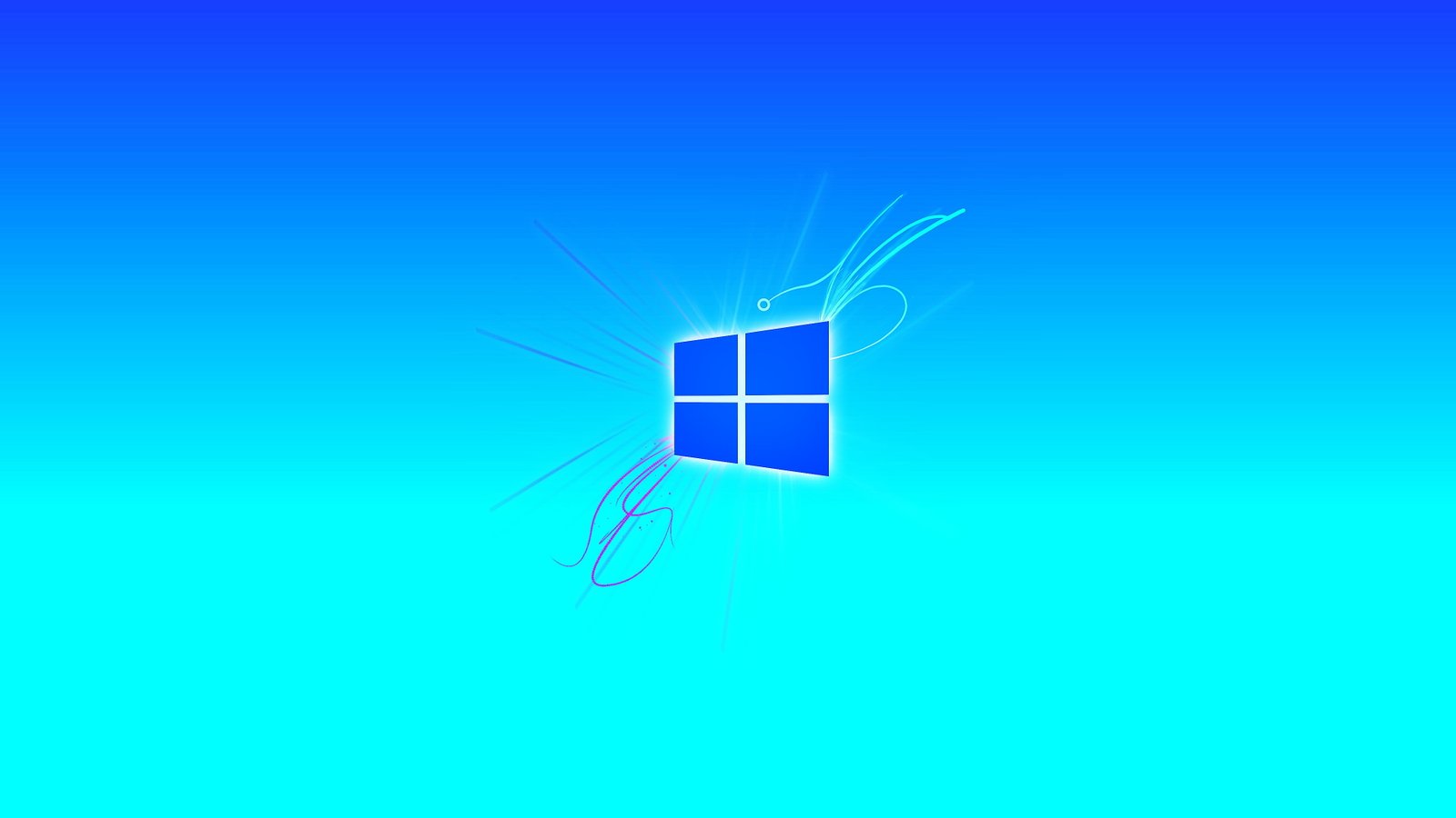 Windows logo Microsoft neon abstract cyan simple 2k 4k